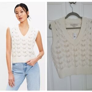 NWT LOFT Pointelle V-Neck Sweater Vest